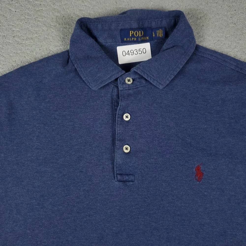 Ralph Lauren Polo Shirt Mens Large Blue Pony Casual Short Sleeve **